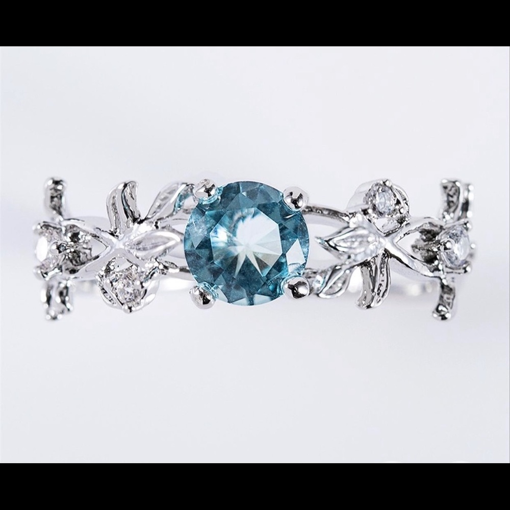 Aquamarine floral ring - Picture 2 of 10